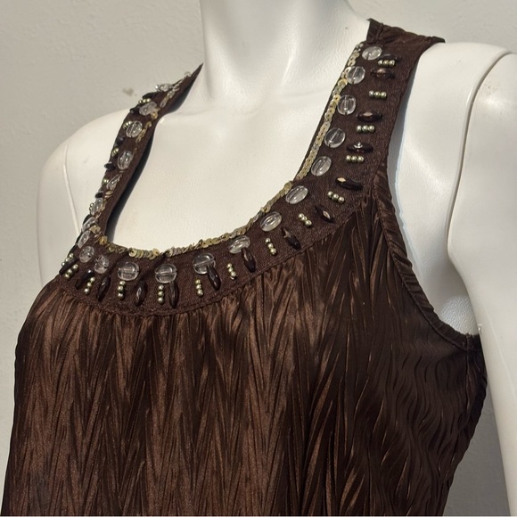 Y2K vintage HeartSoul brown sleeveless tunic top Sz L - Picture 7 of 9